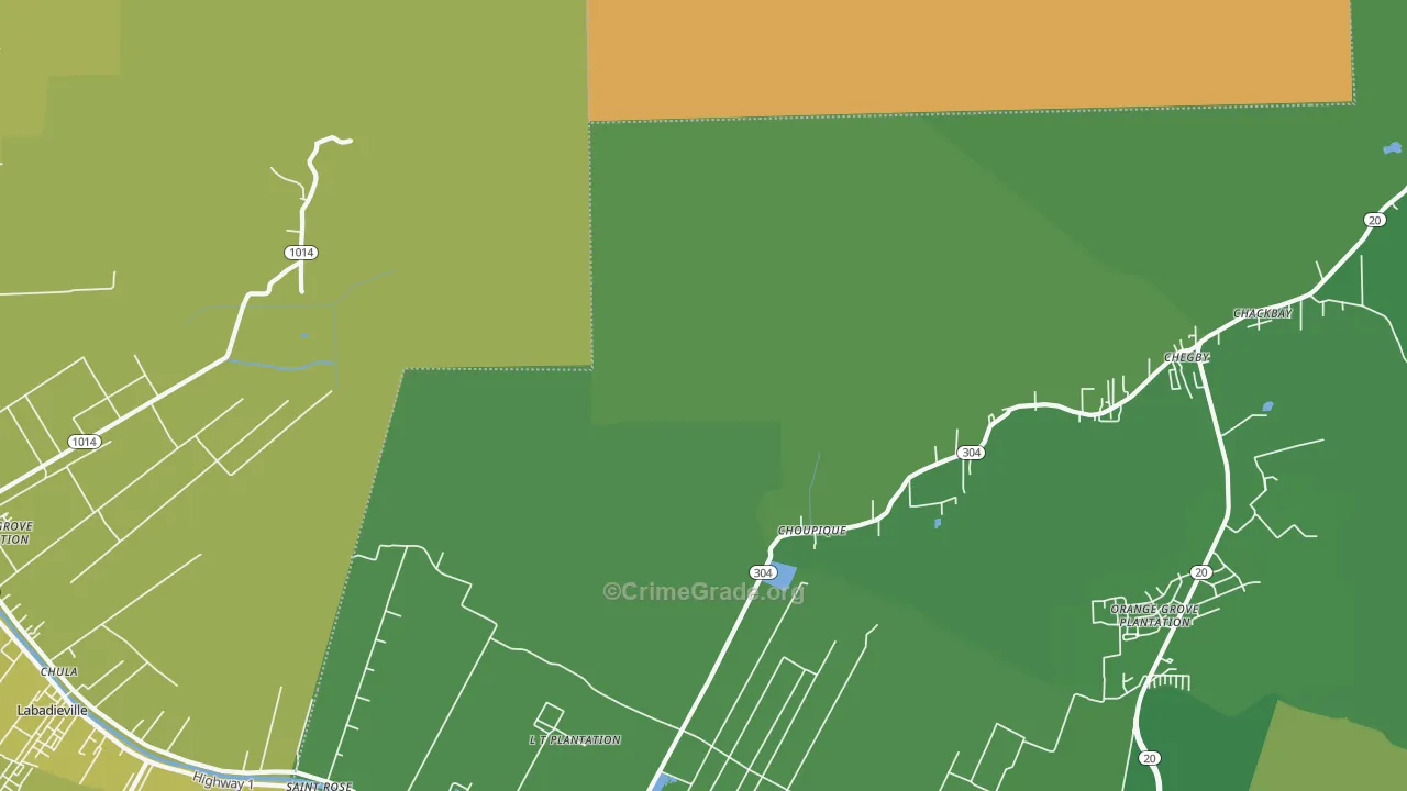 Choupique, LA Map of Vehicle Theft Rates