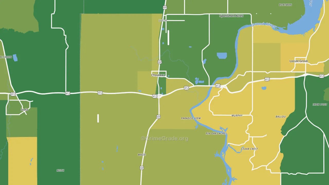 Chouteau, OK Map of Vehicle Theft Rates