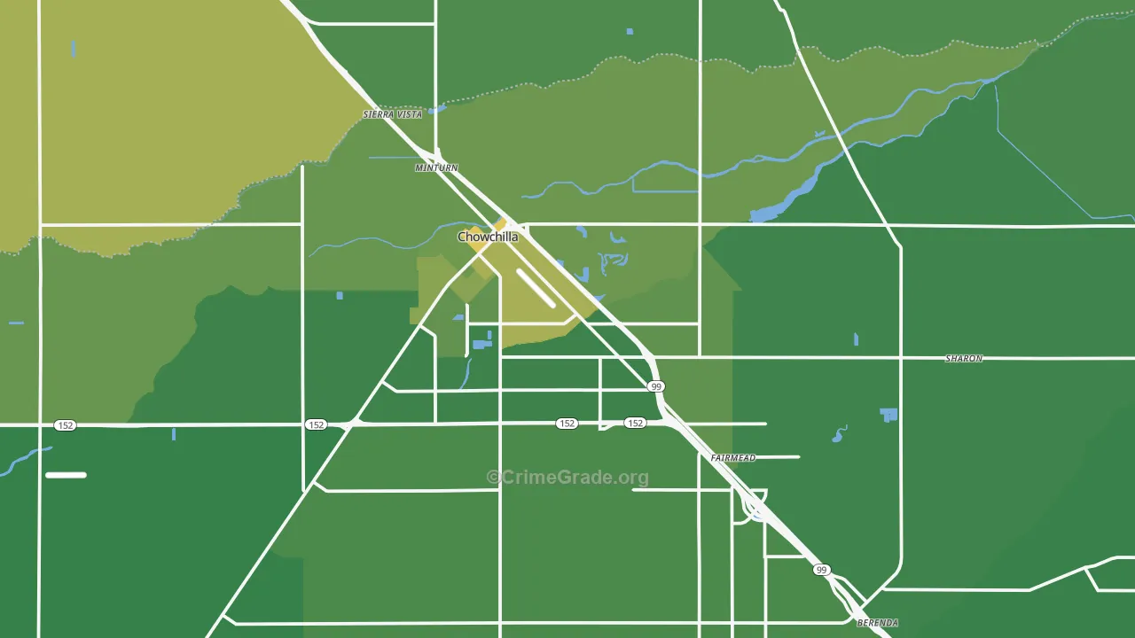 Chowchilla, CA Map of Vehicle Theft Rates