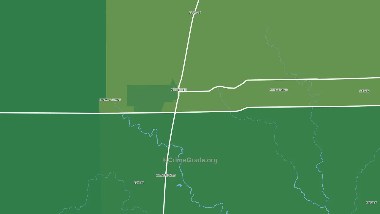 Chrisman, IL Map of Vehicle Theft Rates
