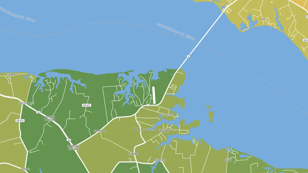 Christchurch, VA Map of Vehicle Theft Rates