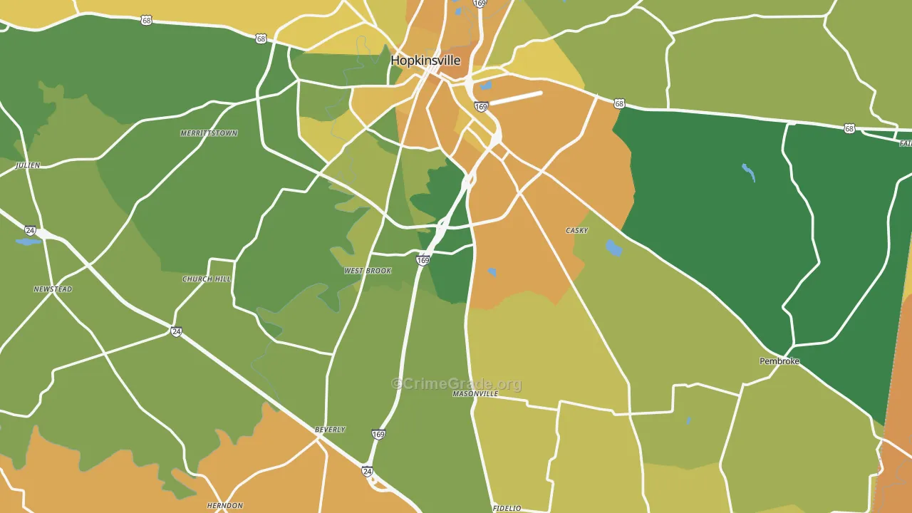 Christian County, KY Map of Vehicle Theft Rates