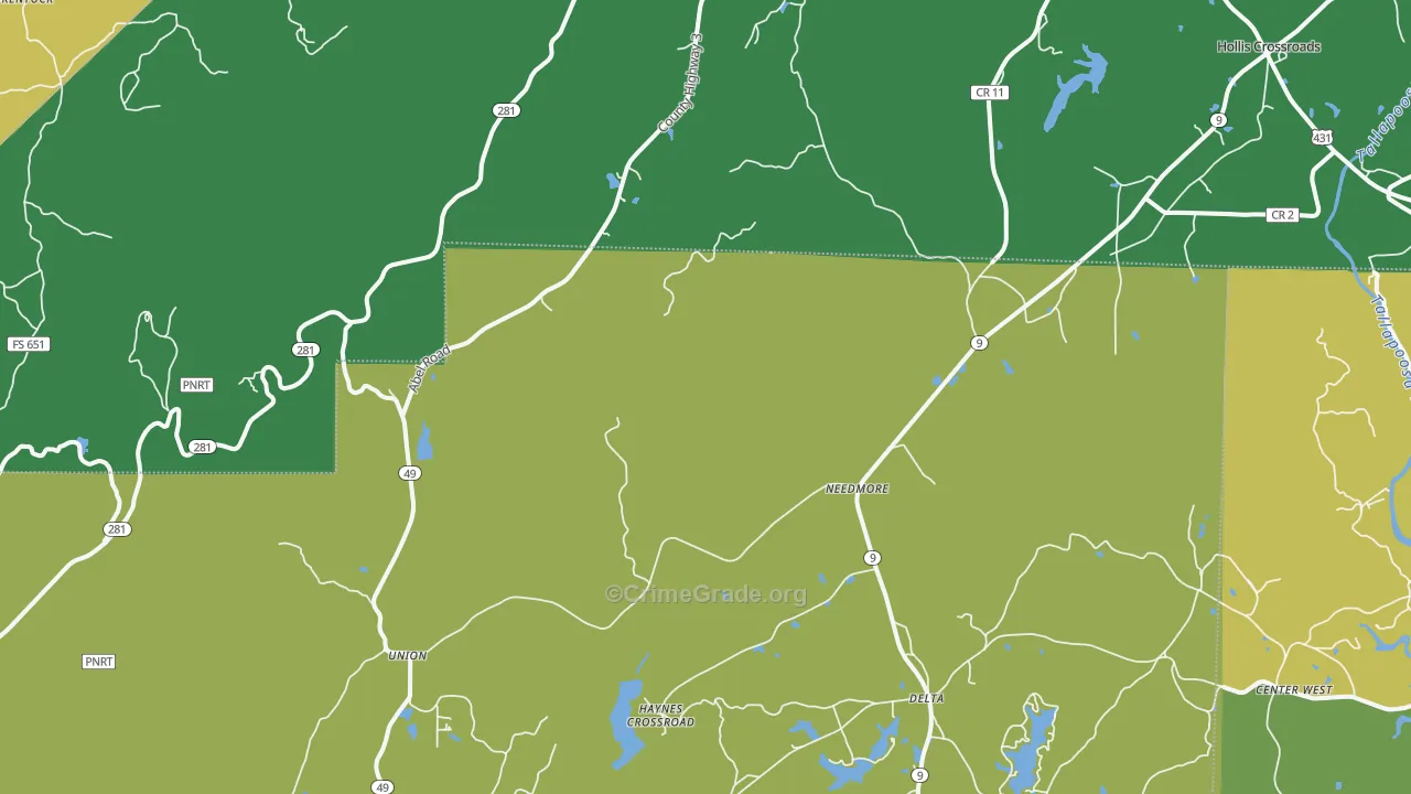 Christiana, AL Map of Vehicle Theft Rates