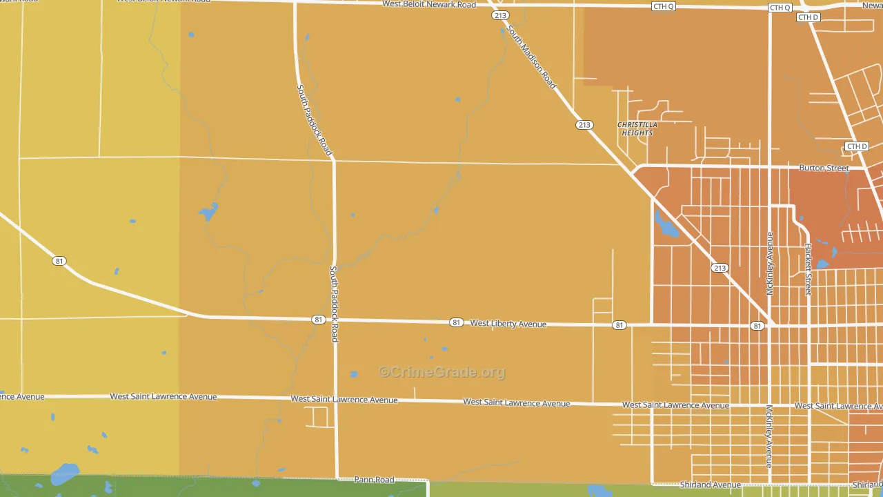 Christilla Heights, WI Map of Vehicle Theft Rates