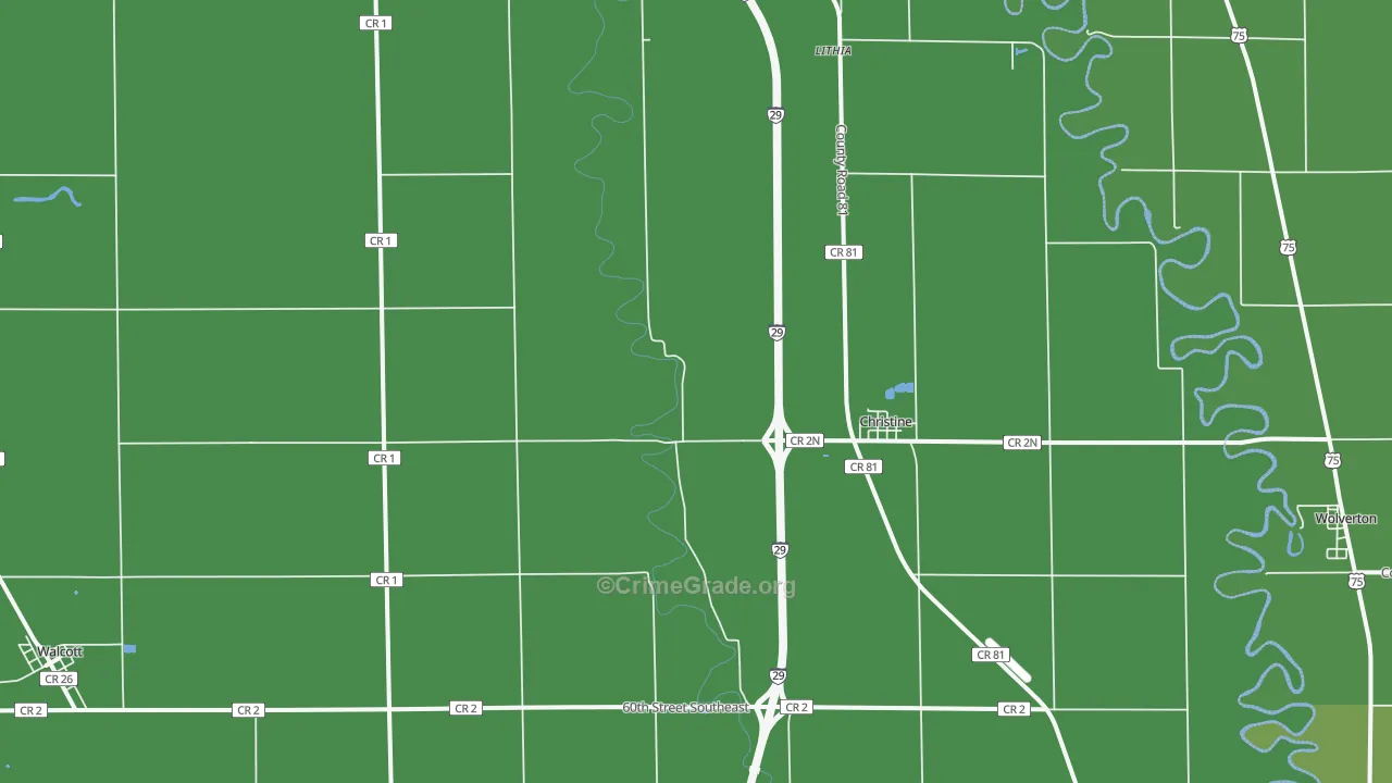 Christine, ND Map of Vehicle Theft Rates