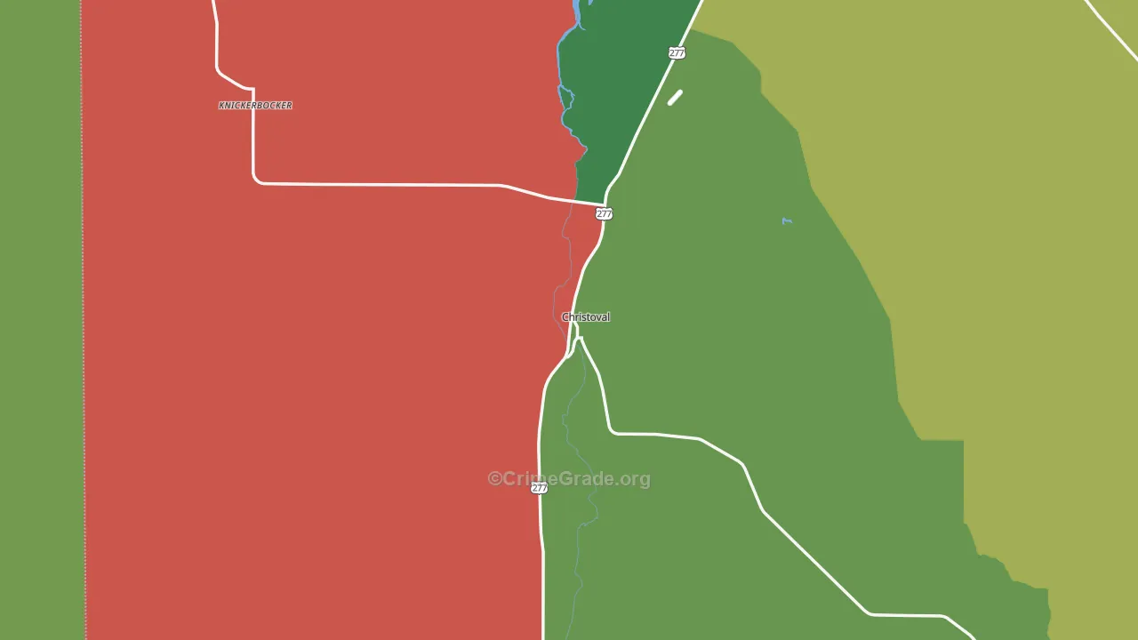 Christoval, TX Map of Vehicle Theft Rates