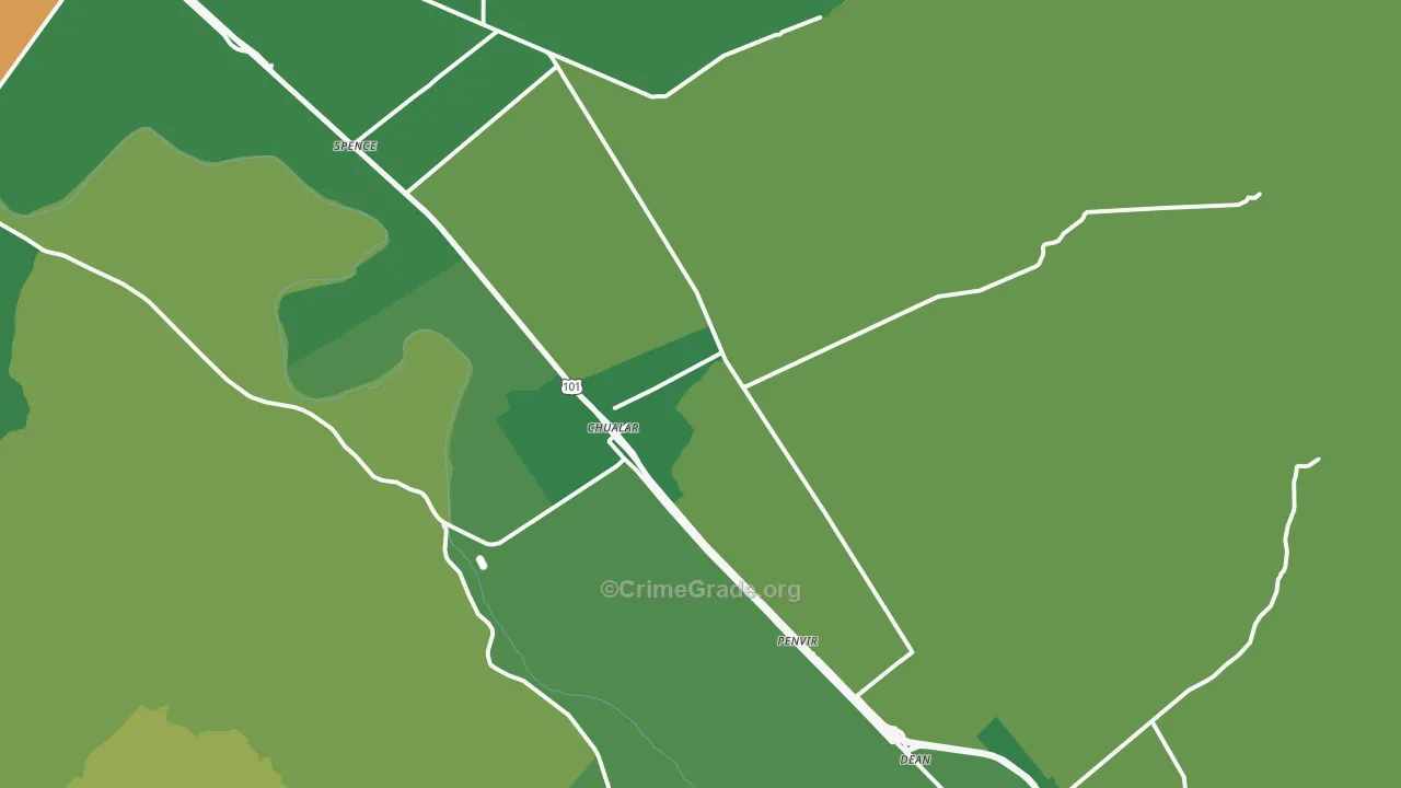 Chualar, CA Map of Vehicle Theft Rates