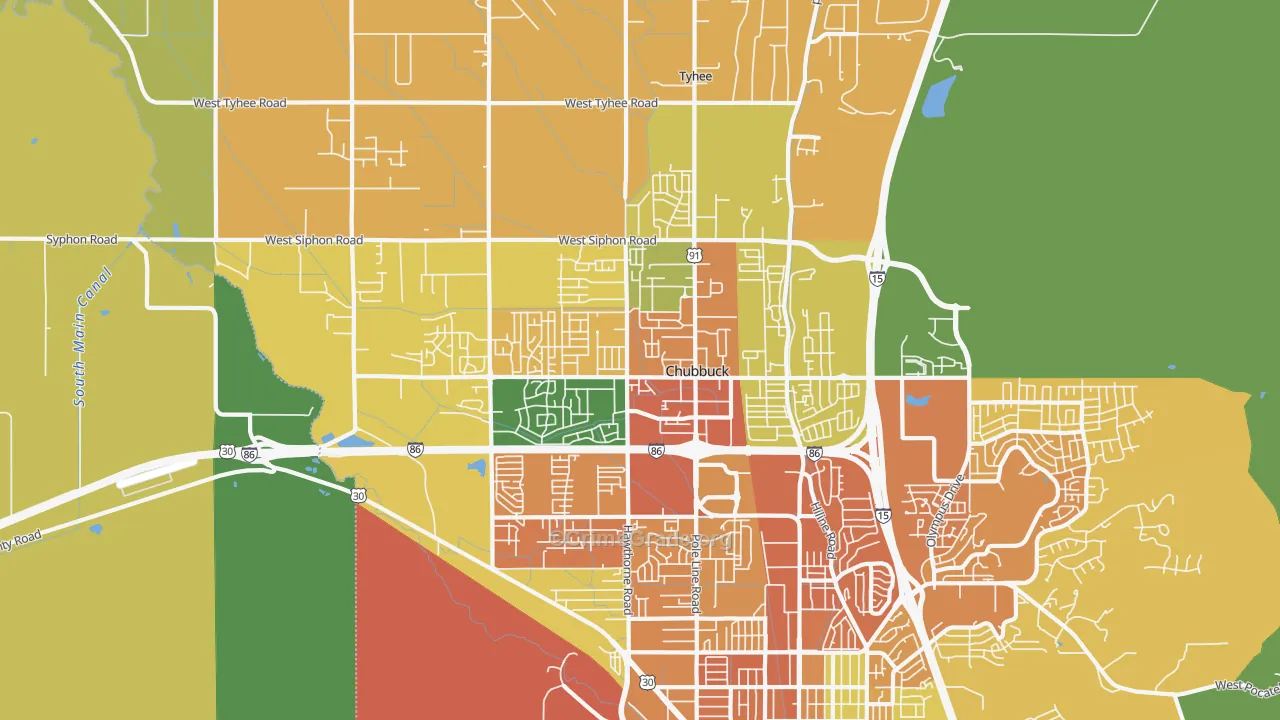 Chubbuck, ID Map of Vehicle Theft Rates