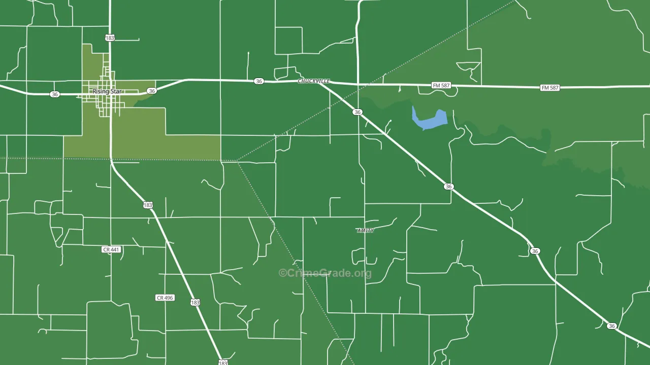 Chuckville, TX Map of Vehicle Theft Rates