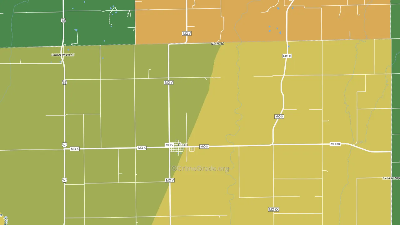 Chula, MO Map of Vehicle Theft Rates