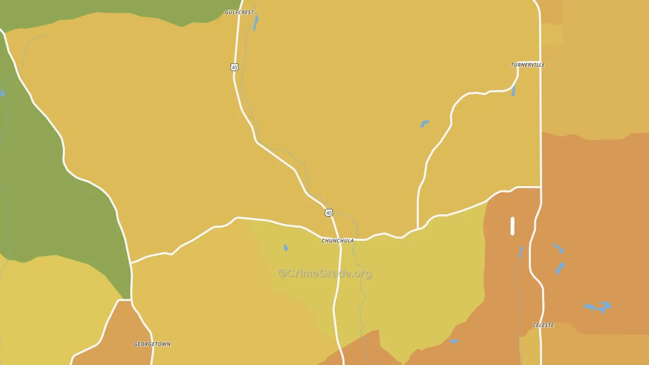 Chunchula, AL Map of Vehicle Theft Rates