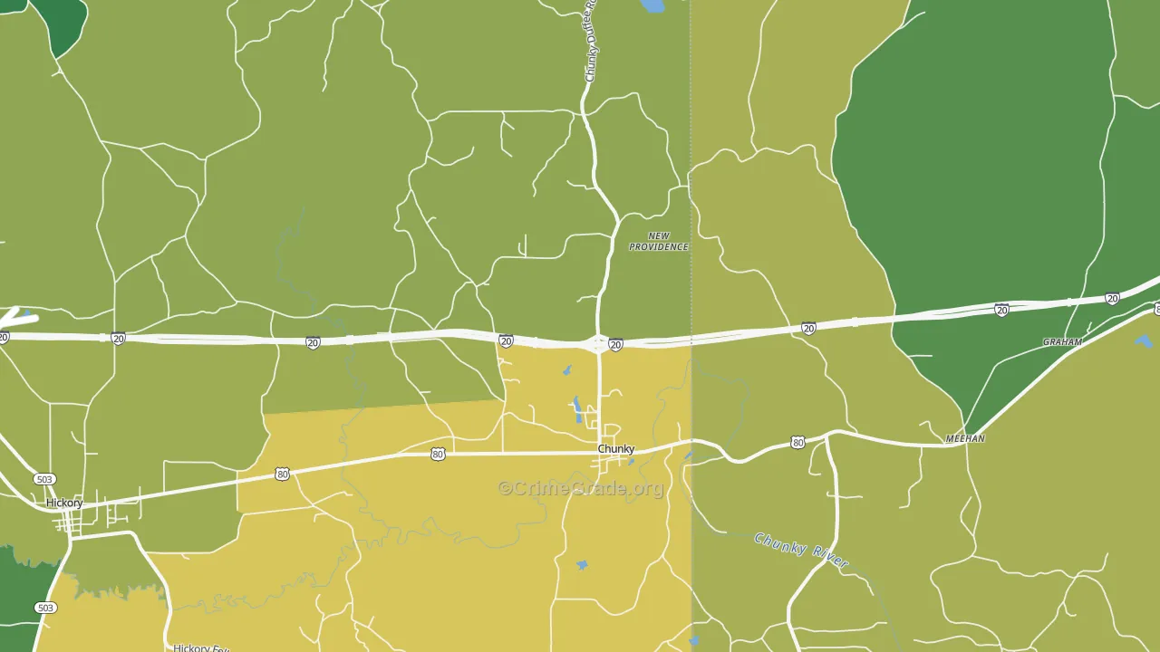 Chunky, MS Map of Vehicle Theft Rates