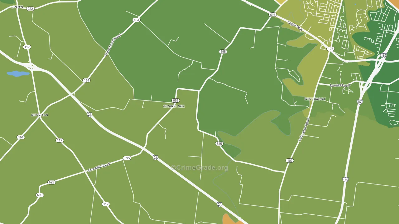 Church Hill, KY Map of Vehicle Theft Rates