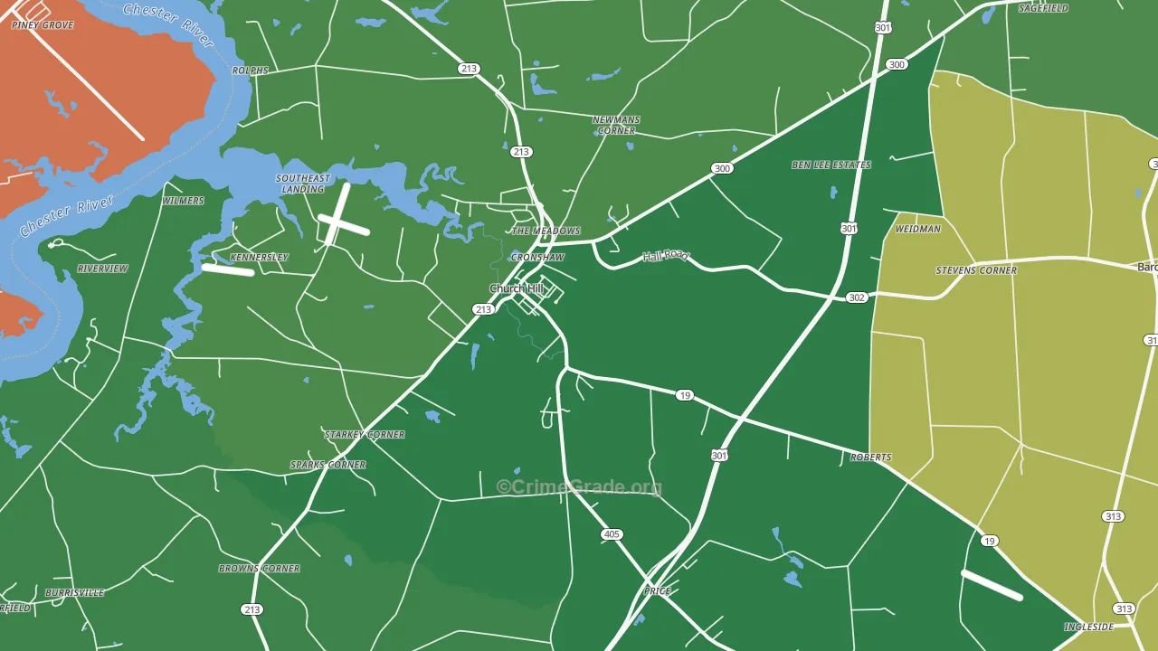 Church Hill, MD Map of Vehicle Theft Rates