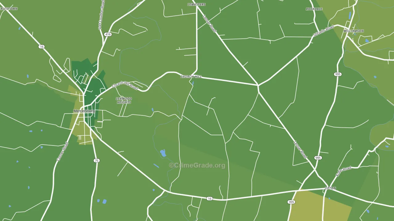 Church Hill, PA Map of Vehicle Theft Rates