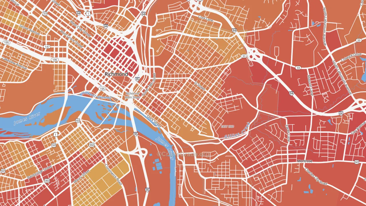 Church Hill, Richmond, VA Map of Vehicle Theft Rates