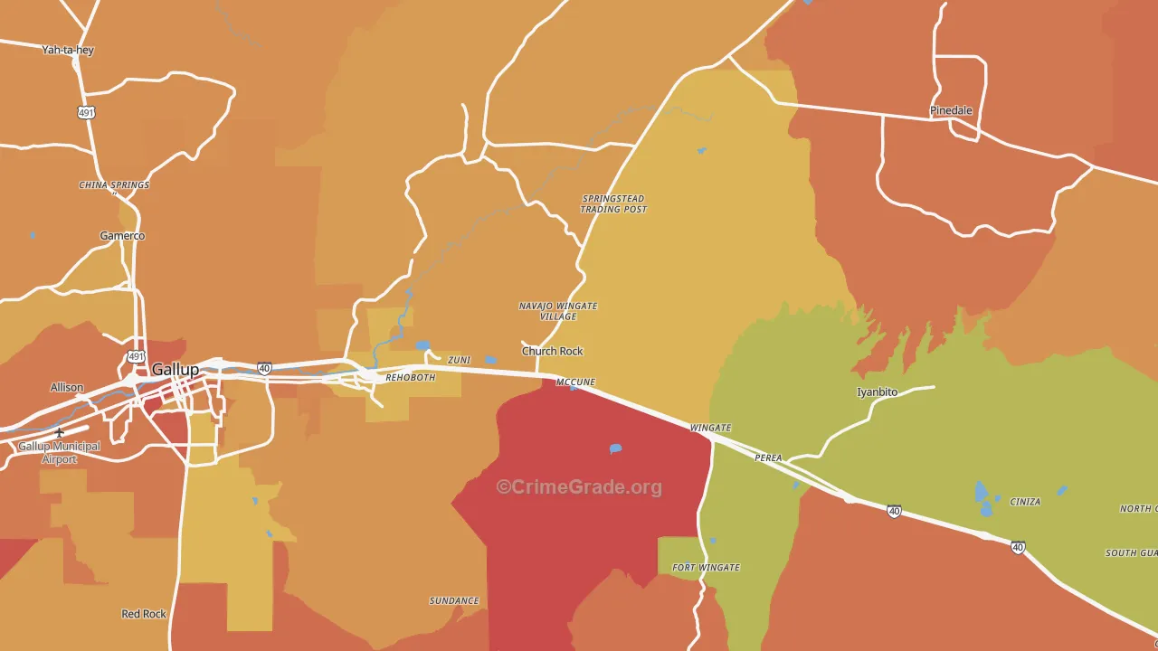 Church Rock, NM Map of Vehicle Theft Rates