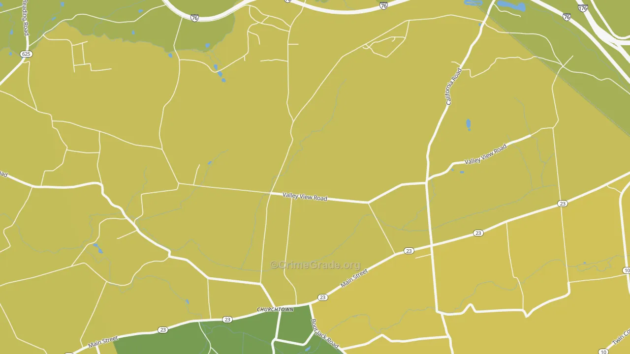 Churchtown, PA Map of Vehicle Theft Rates