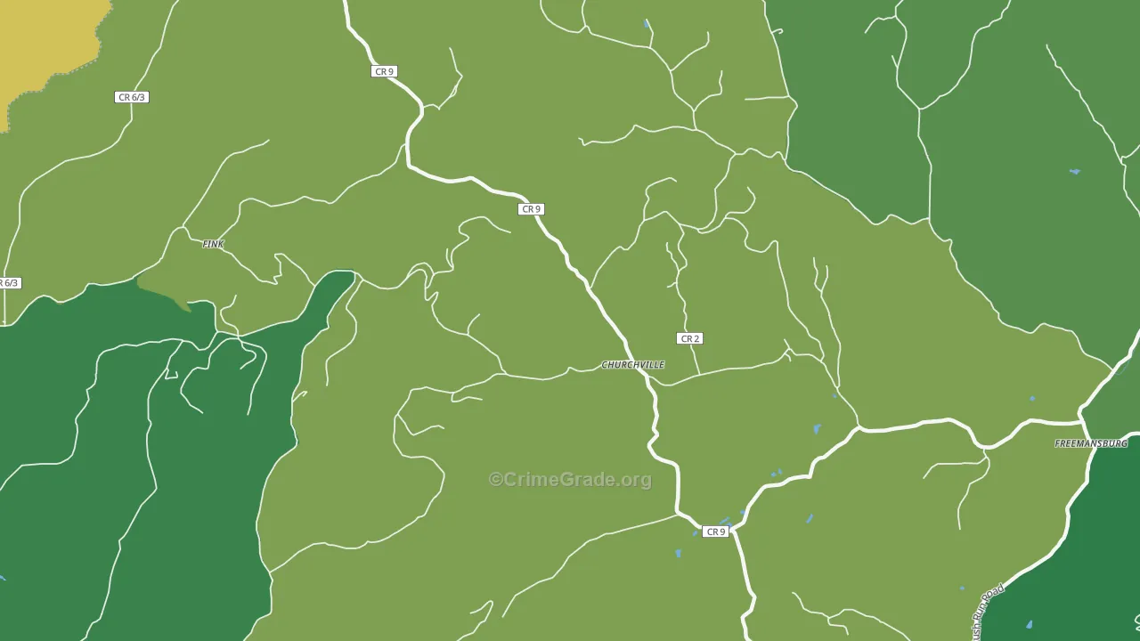 Churchville, WV Map of Vehicle Theft Rates