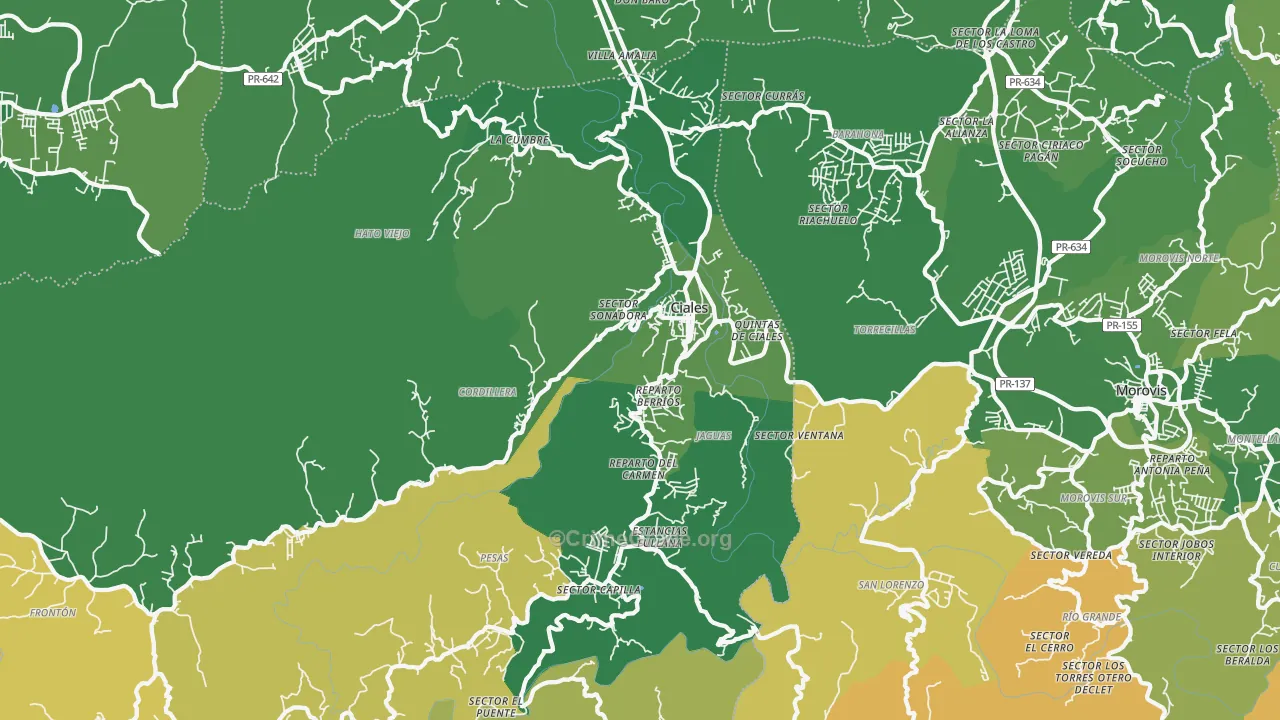 Ciales, PR Map of Vehicle Theft Rates
