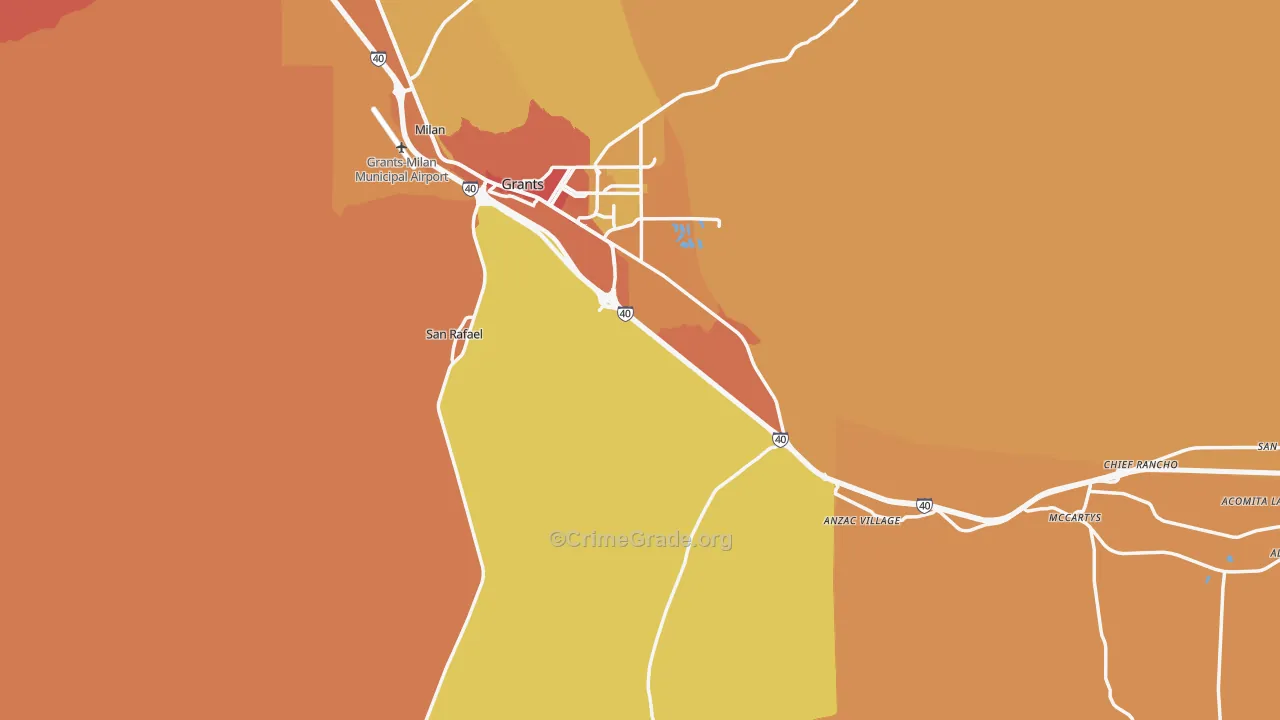 Cibola County, NM Map of Vehicle Theft Rates