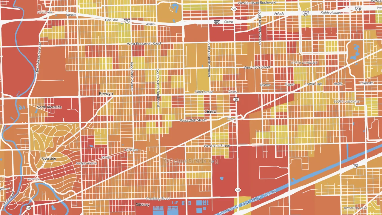 Cicero, IL Map of Vehicle Theft Rates