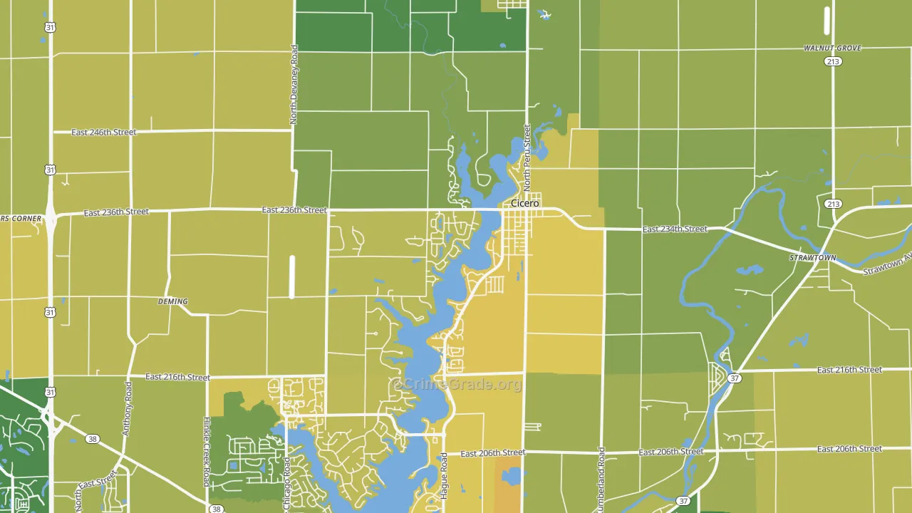 Cicero, IN Map of Vehicle Theft Rates