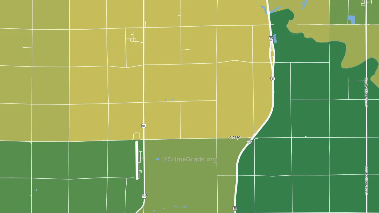 Cicero, KS Map of Vehicle Theft Rates