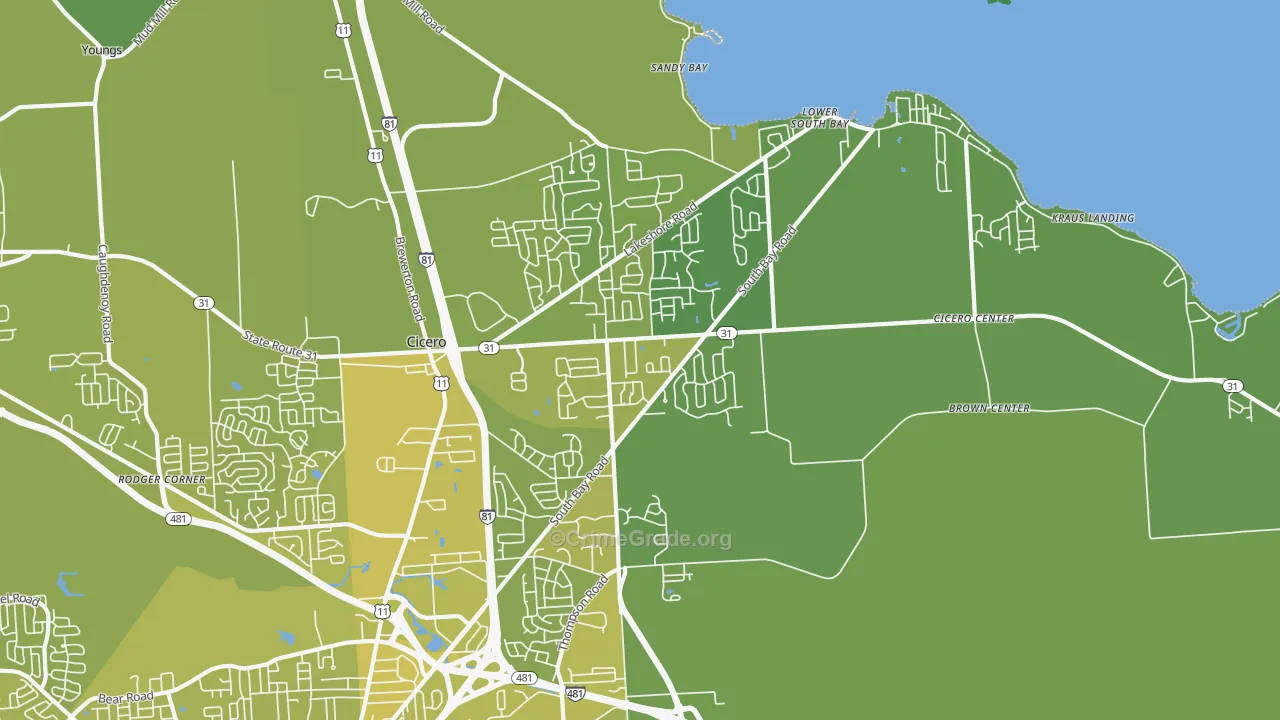Cicero, NY Map of Vehicle Theft Rates