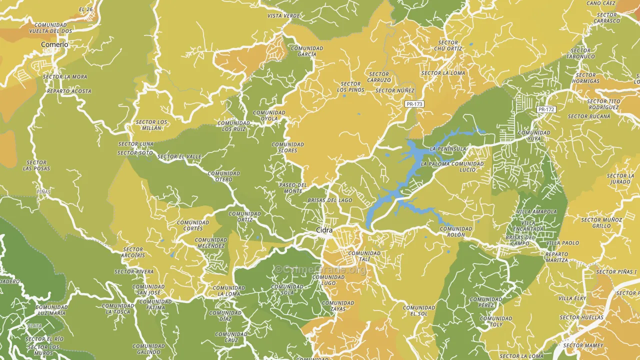 Cidra, PR Map of Vehicle Theft Rates