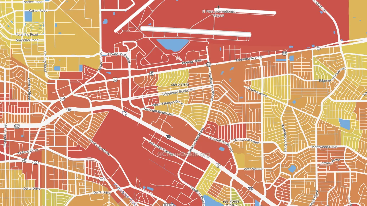 Cielo Vista South, El Paso, TX Map of Vehicle Theft Rates