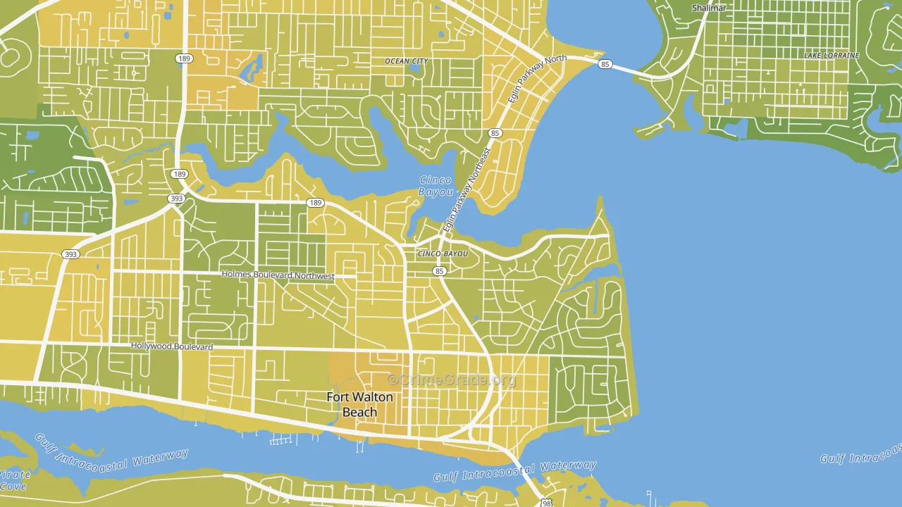 Cinco Bayou, FL Map of Vehicle Theft Rates