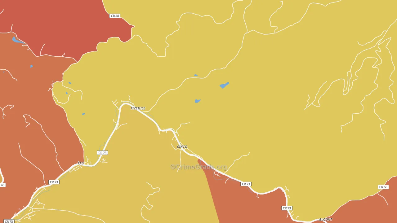 Cinco, WV Map of Vehicle Theft Rates