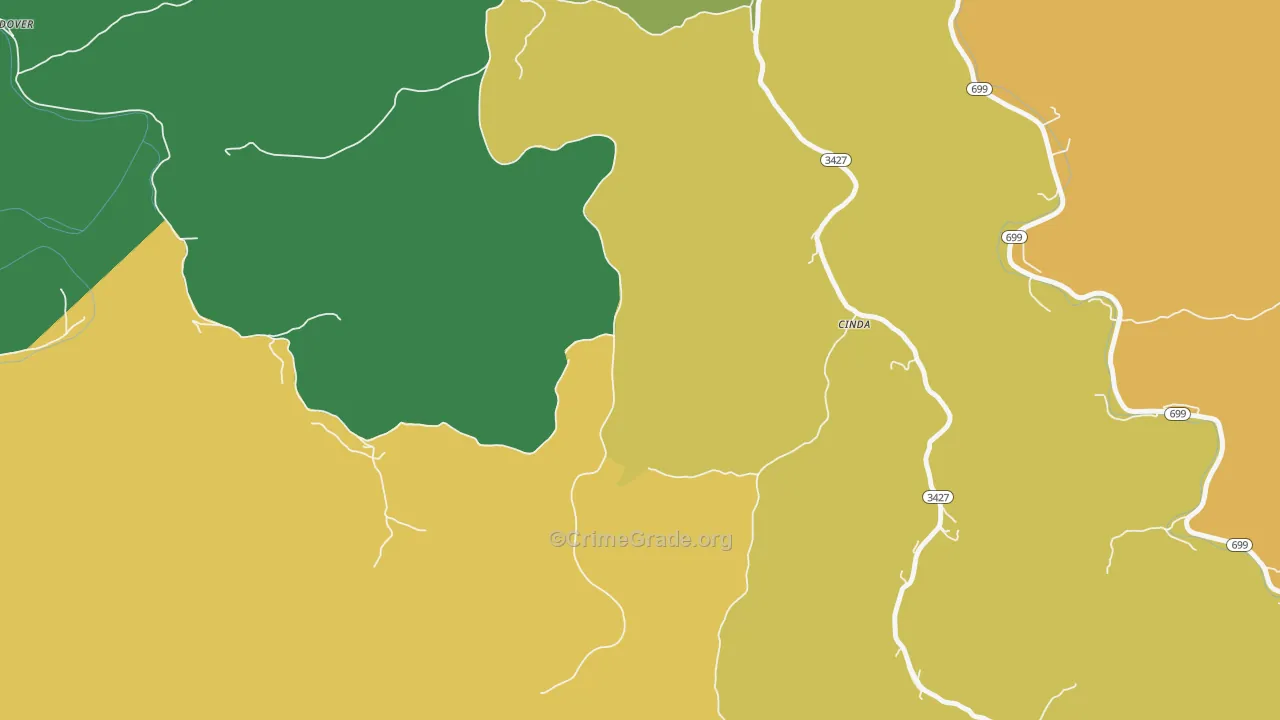 Cinda, KY Map of Vehicle Theft Rates