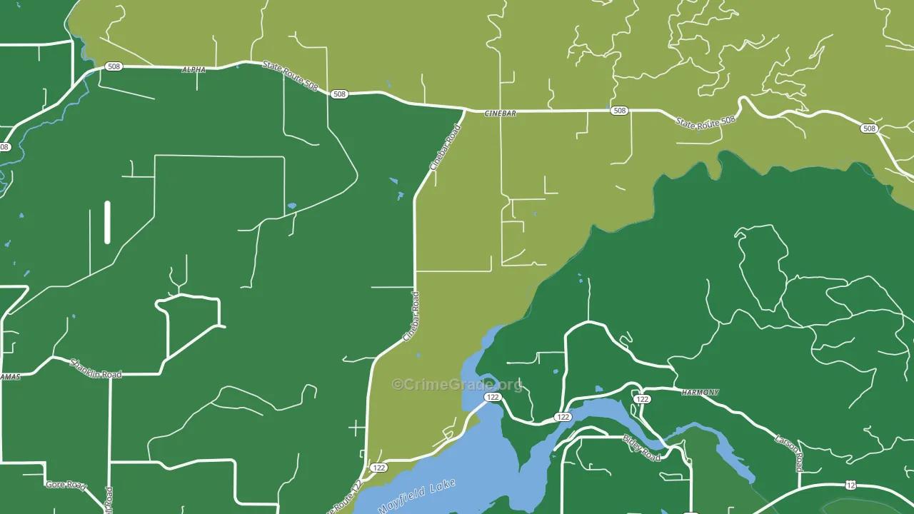 Cinebar, WA Map of Vehicle Theft Rates