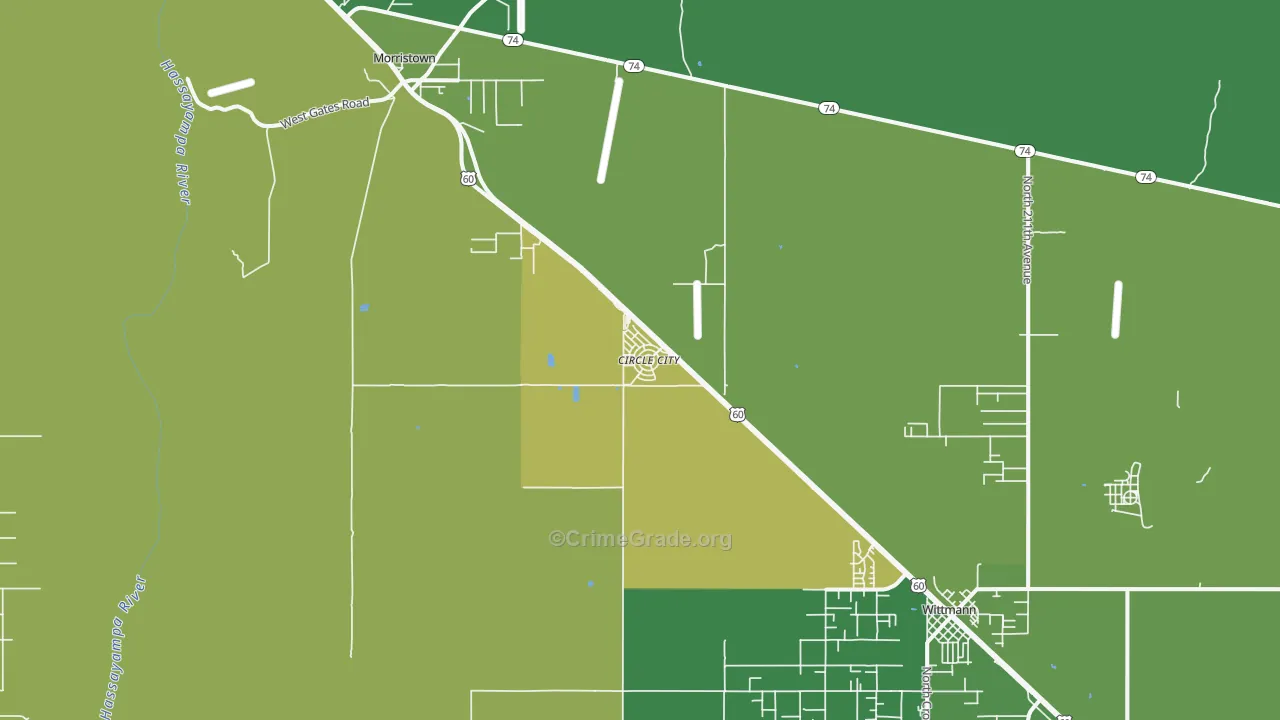 Circle City, AZ Map of Vehicle Theft Rates