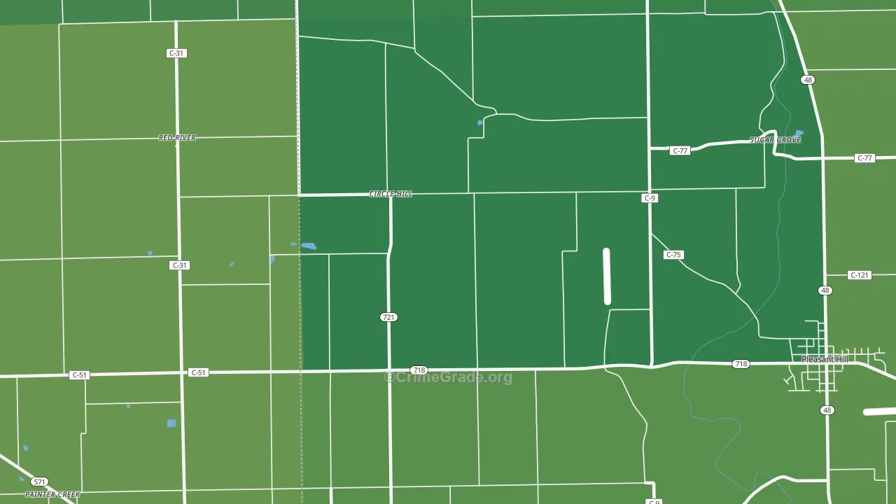 Circle Hill, OH Map of Vehicle Theft Rates