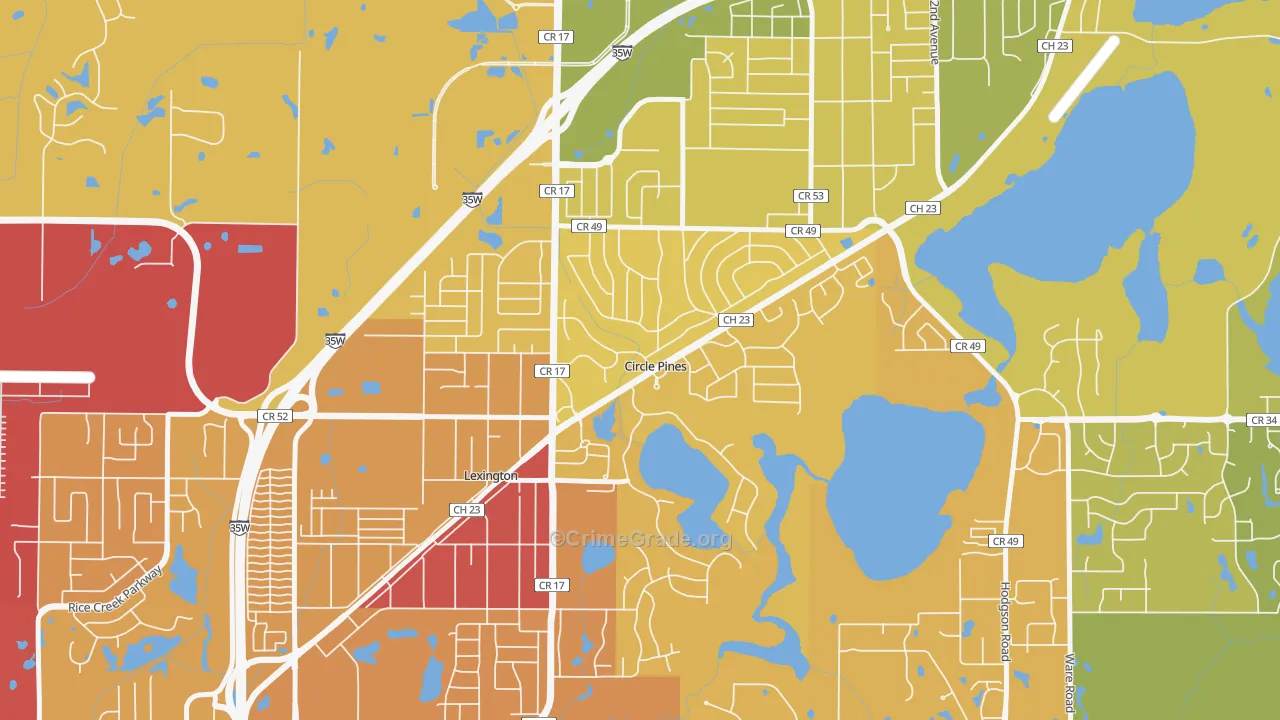 Circle Pines, MN Map of Vehicle Theft Rates