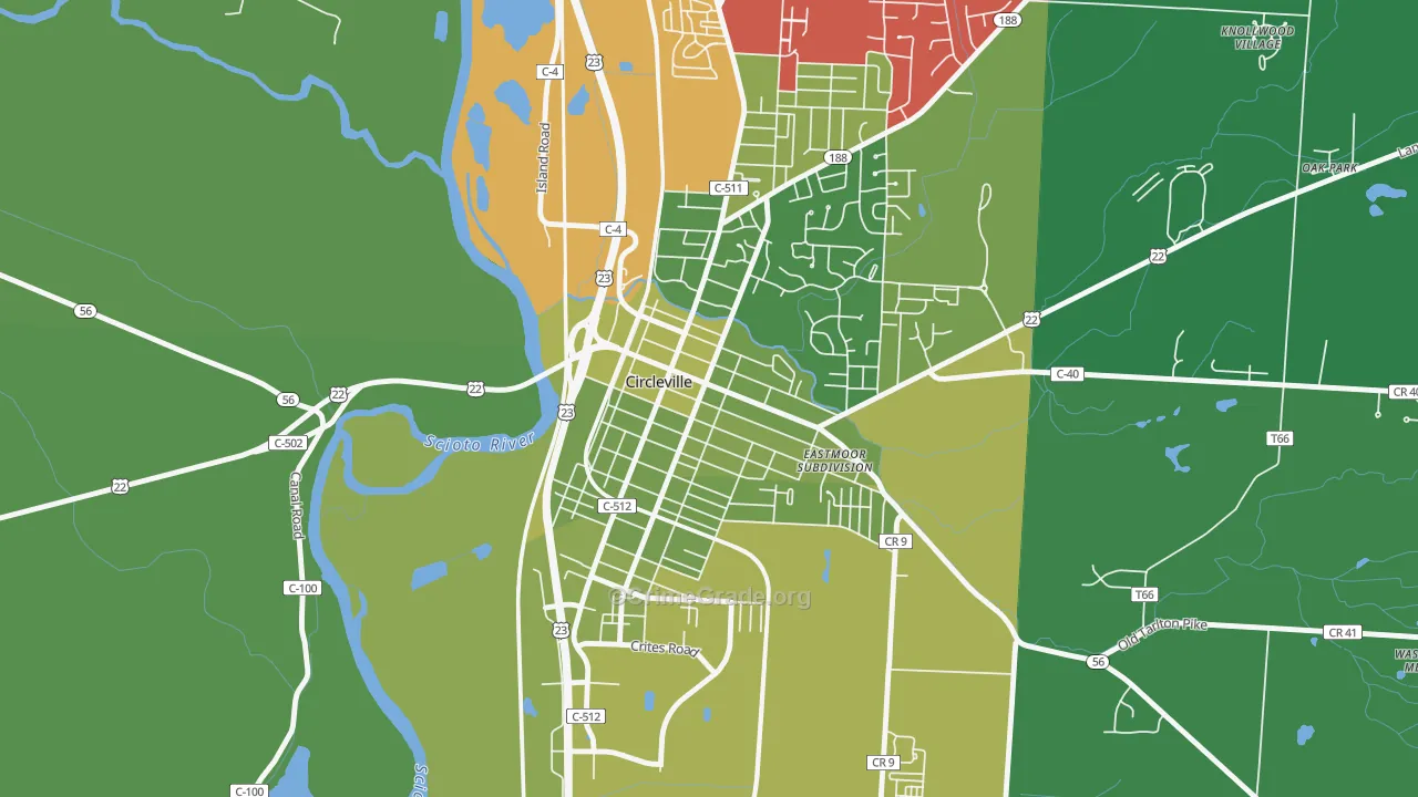 Circleville Historic District, Circleville, OH Map of Vehicle Theft Rates