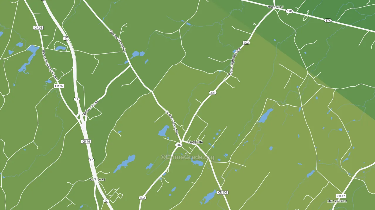 Circleville, NY Map of Vehicle Theft Rates