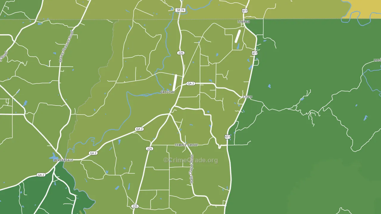 Cisco, GA Map of Vehicle Theft Rates