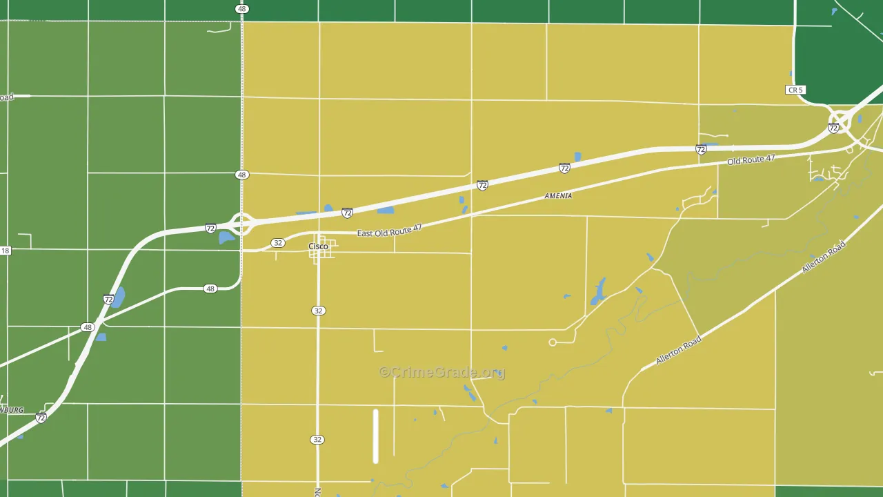 Cisco, IL Map of Vehicle Theft Rates