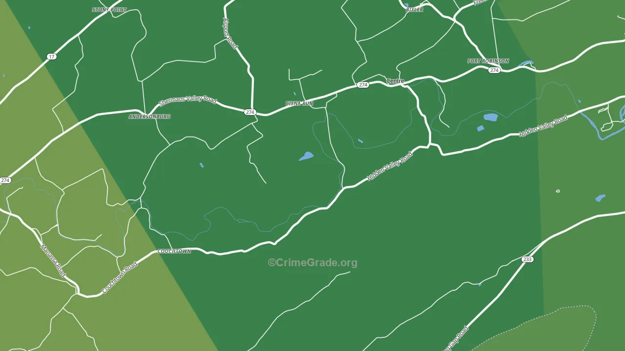 Cisna Run, PA Map of Vehicle Theft Rates