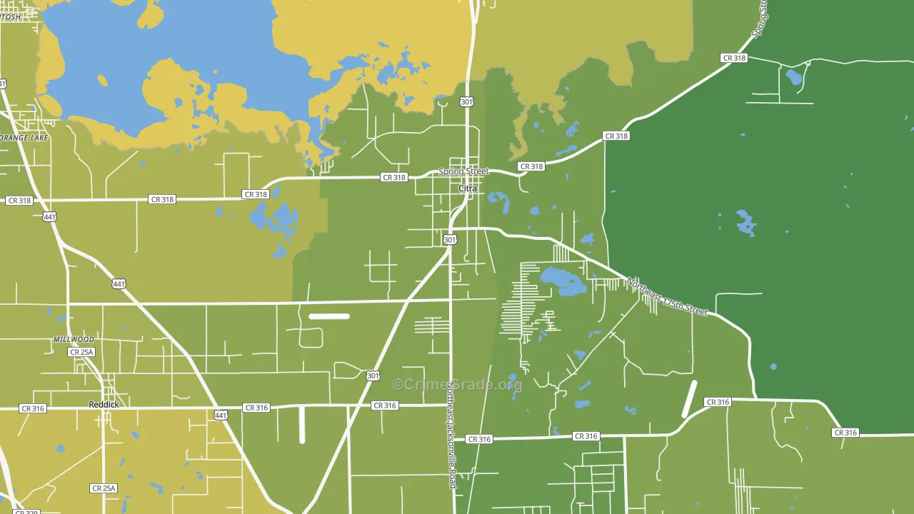 Citra, FL Map of Vehicle Theft Rates