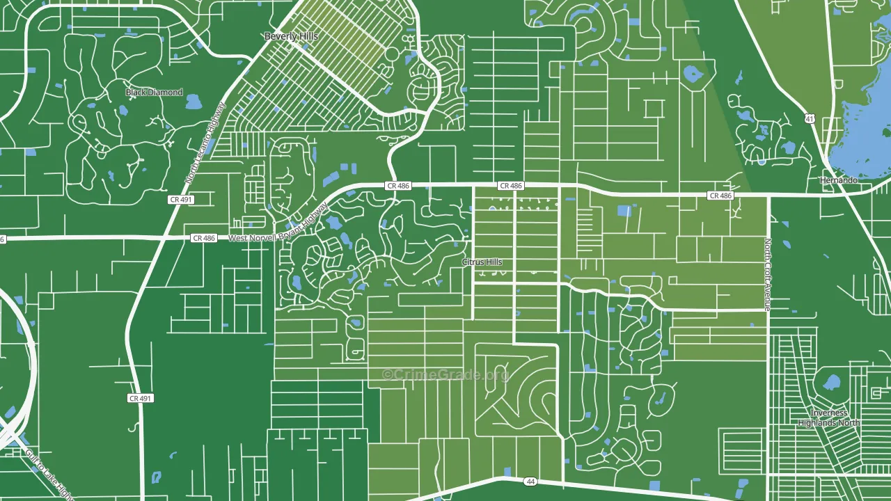 Citrus Hills, FL Map of Vehicle Theft Rates