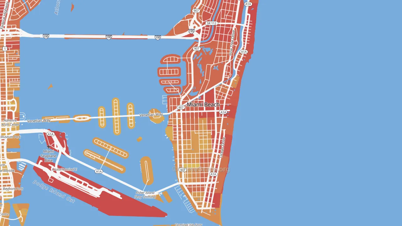 City Center, Miami Beach, FL Map of Vehicle Theft Rates