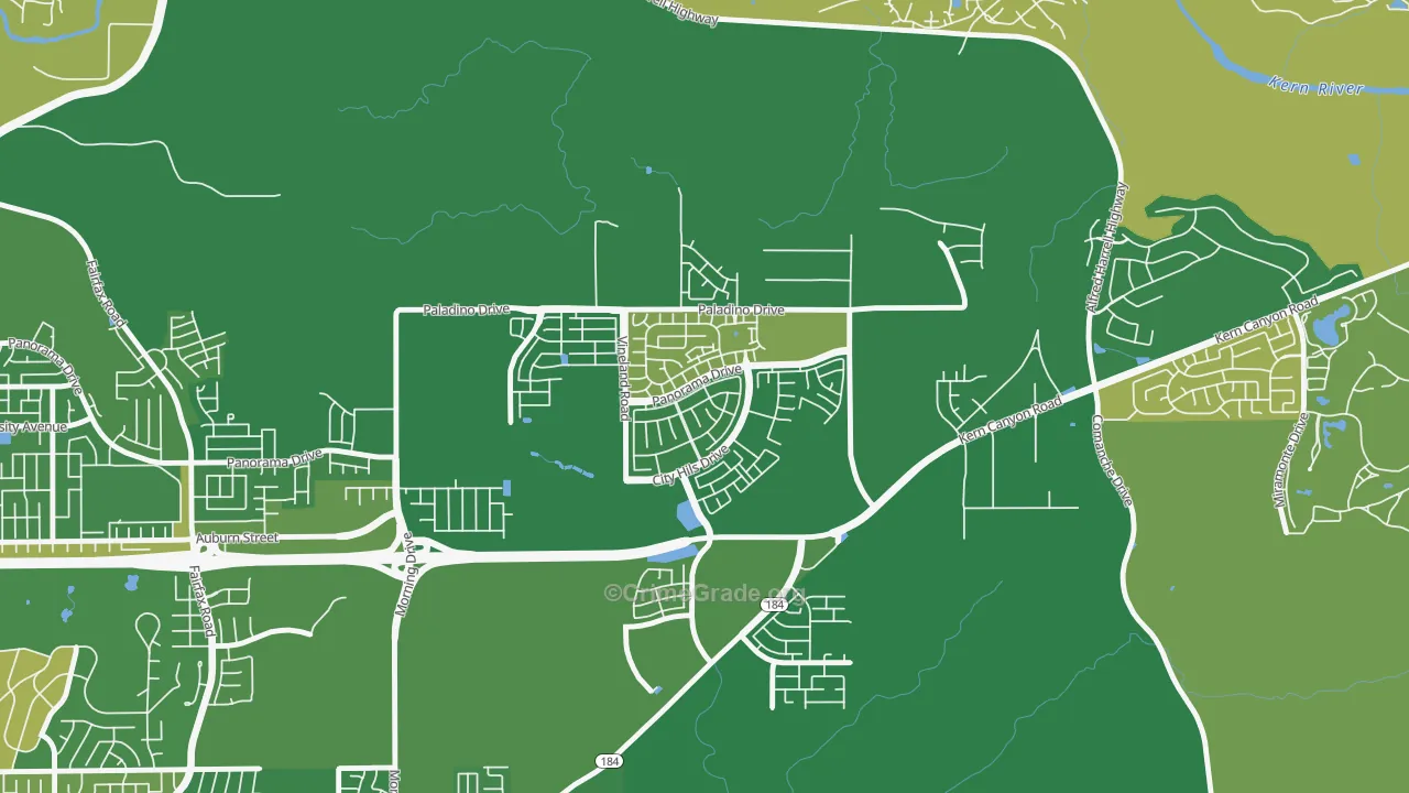 City in the Hills, Bakersfield, CA Map of Vehicle Theft Rates