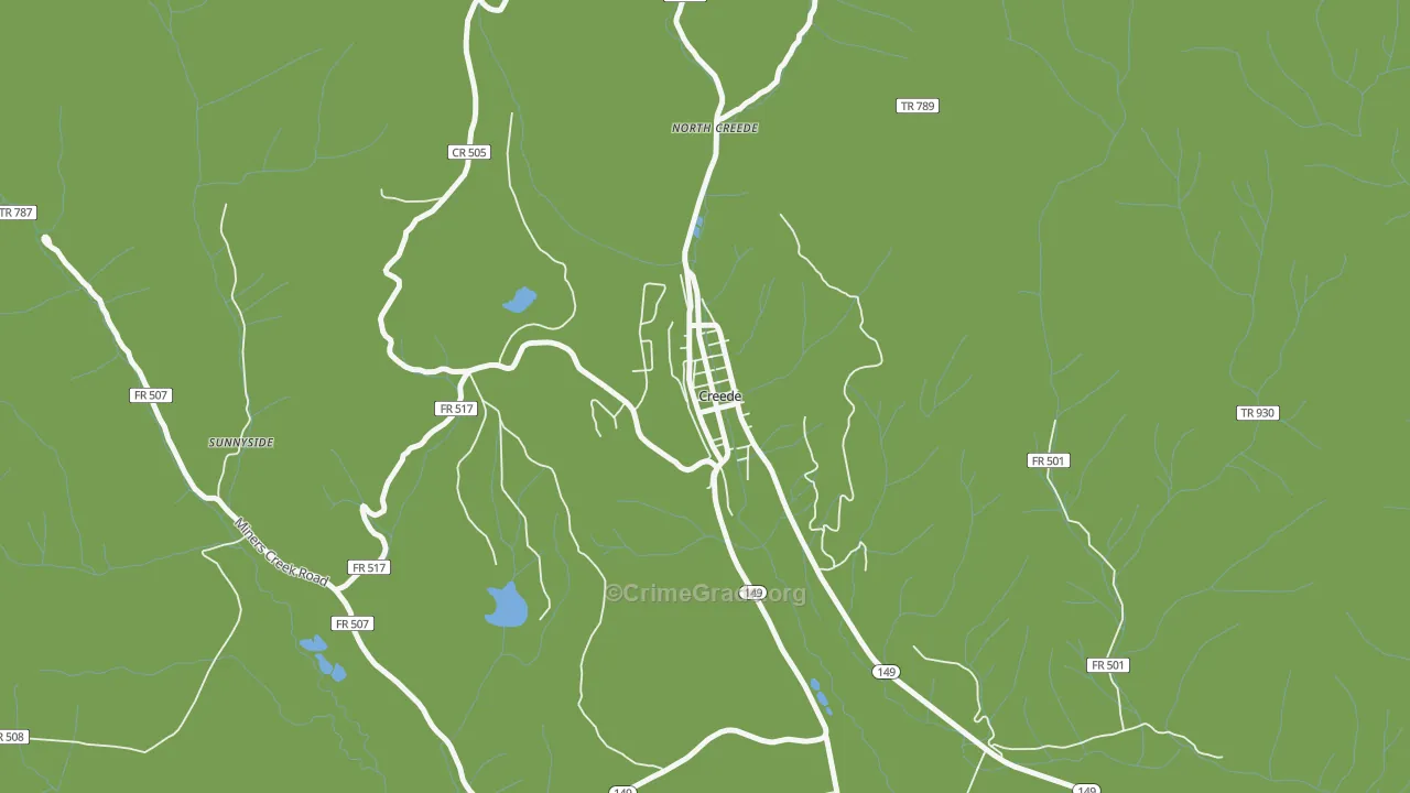 City of Creede, CO Map of Vehicle Theft Rates