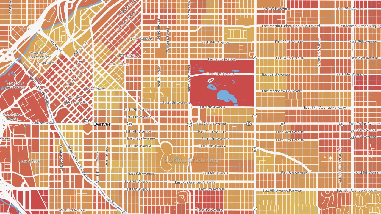City Park, Denver, CO Map of Vehicle Theft Rates