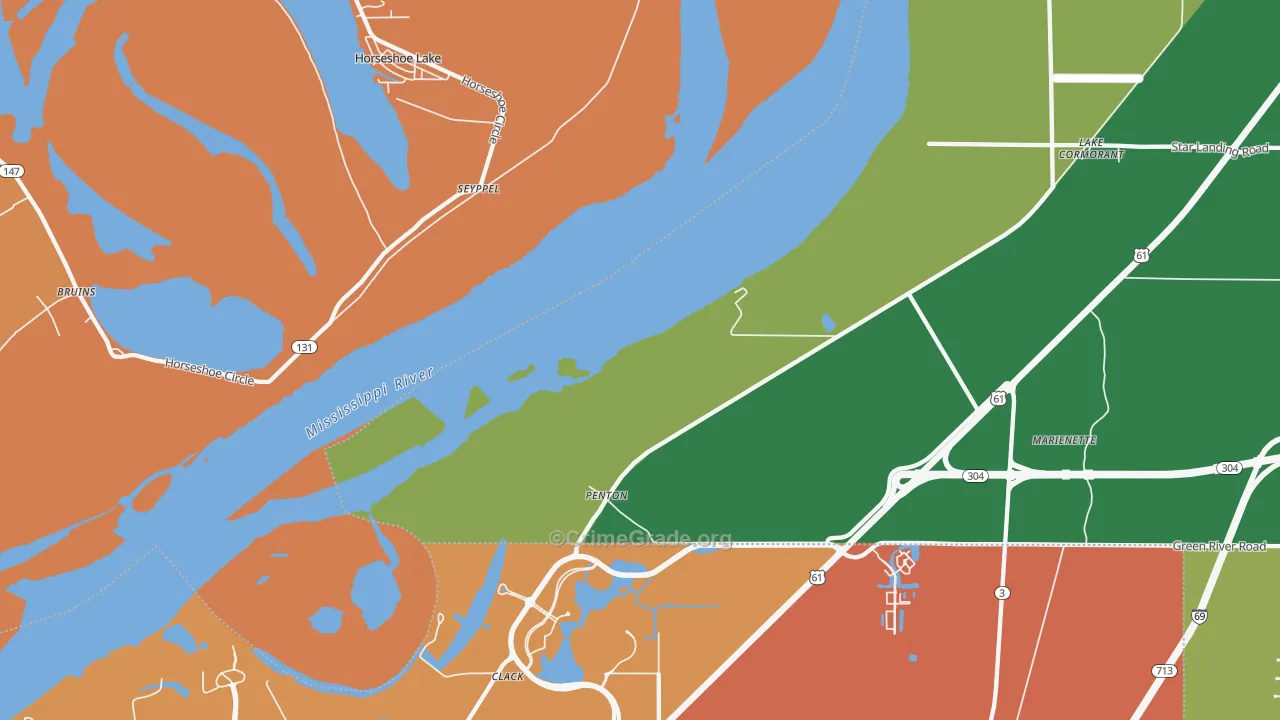 Clack, MS Map of Vehicle Theft Rates